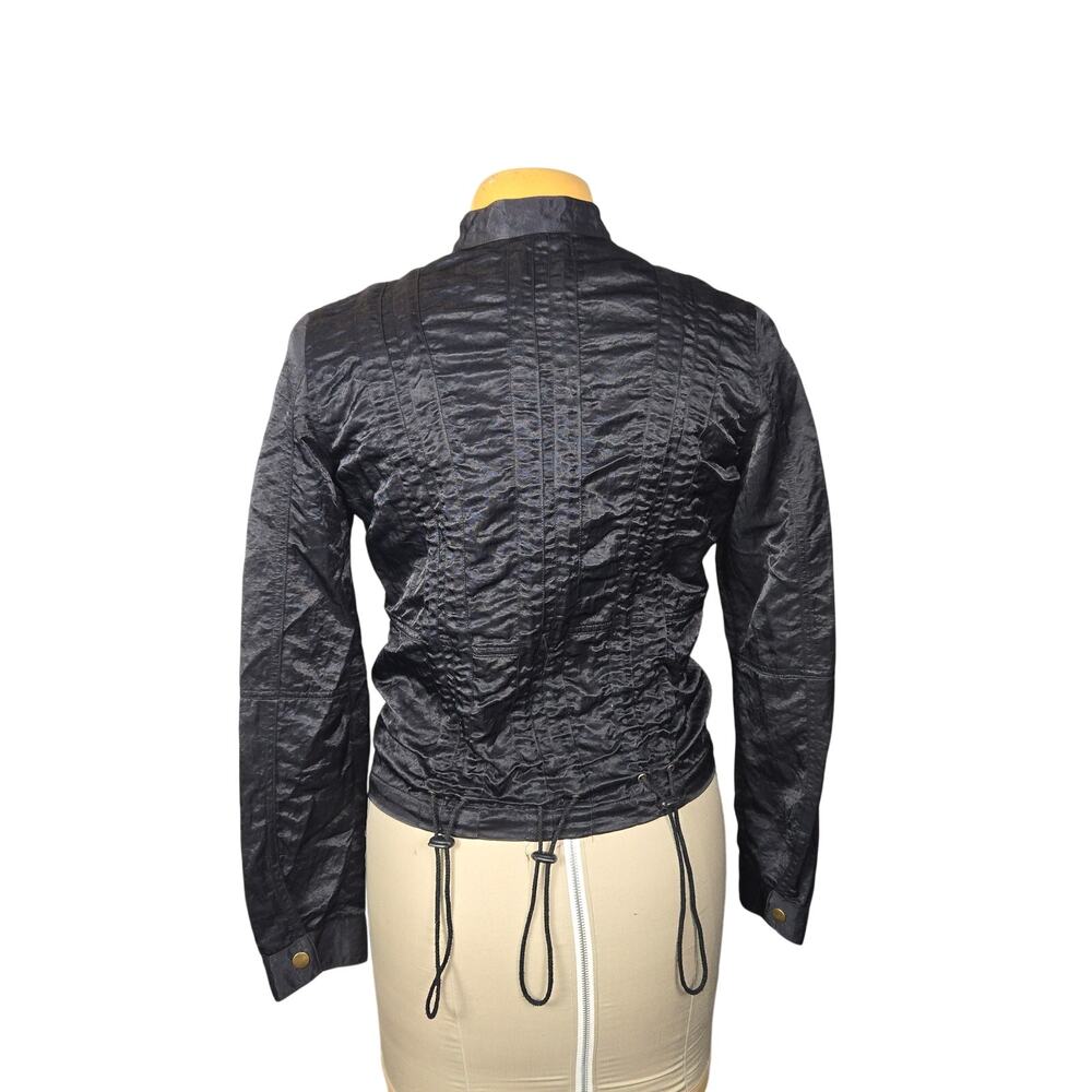 Miss Me Black Zip‎ Front Lightweight Jacket L Utility Casual Streetwear Everyday - Picture 3 of 8